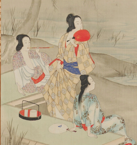 大石真虎筆「柳下美人図」　天保4年（1833）